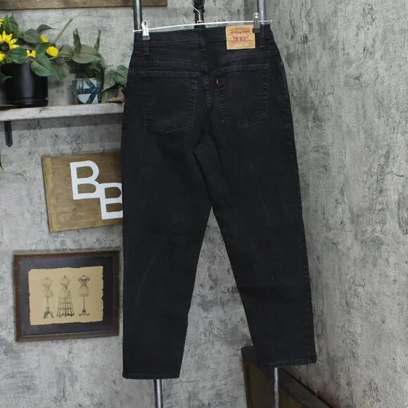 Levi's Womens Vintage Y2K Relaxed Fit Tapered Leg Jeans Black 10 Misses Short - Picture 2 of 7